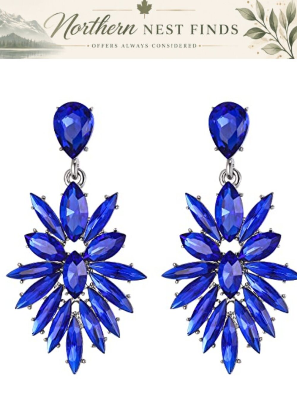 Marquise Cluster Crystal Chandelier Drop Dangle Statement Earrings for Women